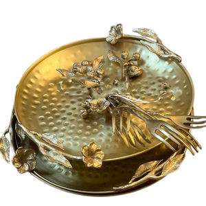 Cuenco sin cerámica de metal y latón de acero inoxidable con tapa, diseño de forma redonda, artículos de cocina, mesa de comedor, cuenco con textura martillada - Product Image 4