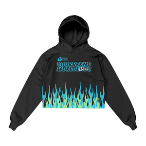 450gsm de gran tamaño personalizado bordado gris lavado Boxy Fit Crop Hoodie Distressed Digital Print ácido lavado Unisex chándal de verano - Product Image 5