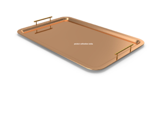 Plateau rond en métal plaqué or pour bar d'hôtel Plateau de service rond Vente en gros Léger Luxe Art Déco Design - Product Image 1