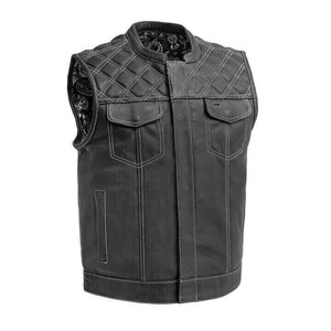 Chaleco de moto de cuero a la moda para hombre hecho a medida SOA Biker Group chaleco estilo Casual Fit producto de Venta caliente de alta calidad - Product Image 3