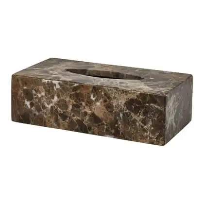 กล่องใส่กระดาษทิชชู่หินอ่อนสีดำและสีทองกล่องเนื้อเยื่อหินอ่อนสีเบจสำหรับห้องน้ำ