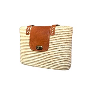 Sac fourre-tout en paille tressée à deux ouvertures, motif floral, style folklorique, pour le printemps, l'été, le quotidien, ou comme cadeau - Product Image 3