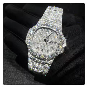 Montre pour homme, mode quotidienne, affaires, mouvement à quartz, boîtier en alliage, épaisseur 5 mm, bracelet en acier inoxydable avec moissanite, pour le travail au bureau - Product Image 2