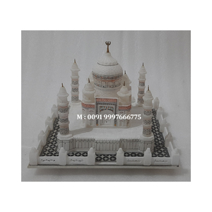 Modèle de la Tâj Mahal en marbre blanc Makrana, aspect très attrayant, design classique fait à la main avec finition polie, idéal pour offrir en cadeau - Product Image 1