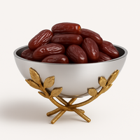 Dernier bol de date de piédestal en argent fabriqué à la main avec olivier doré plat de fruits secs islamique pour Iftar Ramadan et décoration intérieure