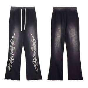 Pantalon de jogging tactique pour homme, taille haute, en molleton de coton délavé, uni, anti-plis, pantalon de survêtement, OEM - Product Image 1