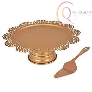 Support à gâteau en métal élégant avec des courbes raffinées, rehausse l'exposition des gâteaux pour les occasions spéciales - Product Image 5