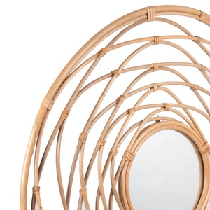 Espejo de pared de ratán duradero ecológico redondo de remolino costero bohemio hecho a mano decoración de Pascua - Product Image 5