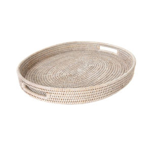 Bandeja para servir de ratán artesanal con patrón elegante de moda, perfecta para Decoración de mesa de café, aperitivos y bebidas - Product Image 2
