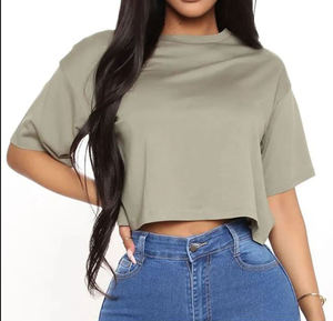 Top Corto de Mujer de la Mejor Calidad, Camisetas sin Mangas Transpirables de Punto 100% Algodón, Manga Corta, Precio Bajo al por Mayor 2026 - Product Image 1