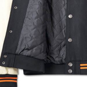 <b>Letter</b> Varsity <b>Jacket</b> <b>Men's</b> Preppy Style Embroidered Patch Design Black Beige Cotton Polyester Autumn Wear - Product Image 6