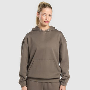 Sweat à capuche polaire décontracté noir de qualité supérieure pour femmes doux et chaud pull sweat poche kangourou OEM imprimé avant pour l'hiver - Product Image 6