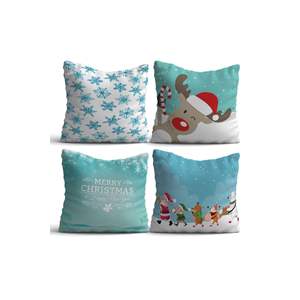 Juego de fundas de cojín cuadradas versátiles de 4 piezas de 43x43, hoja geométrica de yute orgánico para hospital doméstico para decoración de Navidad - Product Image 1