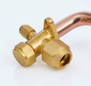 Vanne de dérivation à 3 voies en L de 5/8 pouce, 90 degrés, tuyau à 45 degrés, corps en laiton SAE, tuyau en cuivre 23G, 800 PSI pour ligne de réfrigérant CVC - Product Image 5