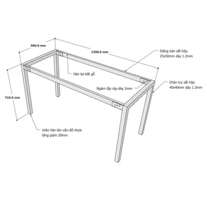Pieds de table de salle à manger/hôpital de style industriel en aluminium 140x60cm UConcept HCUC003 - Product Image 3