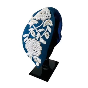 Hot Selling Soft Padded <b>Fabric</b>-Wrapped Base Handmade Pearl Floral Embroidered Knot <b>Beaded</b> Hair Accessory <b>Fabric</b> Headbands 2026 - Product Image 1
