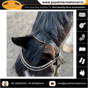 La brida Cleopatra Snaffle más vendida para carreras de caballos, relleno de Oro Negro portátil con pipping blanco a precio mayorista - Product Image 4