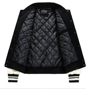 Chaqueta de invierno estilo callejero para hombre, diseño de letras personalizable de lana de alta calidad con parches de chenilla con cuello levantado - Product Image 3