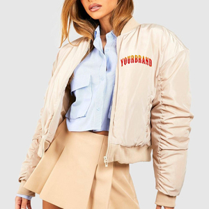 High Quality 100% Wool Women's Varsity Jacket Custom Embroidered logo Streetwear Comfortable Hip Hop Cropped Sheep Skin Quilted - Product Image 1