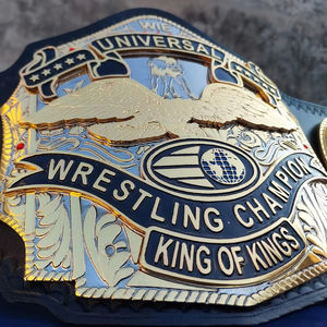 หนังแท้นิ่มหนา8มม. เข็มขัดแชมป์มวยปล้ำรุ่นพรีเมี่ยมออกแบบโลโก้ด้านหน้า - Product Image 1