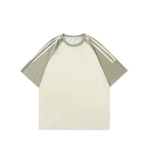เสื้อยืดเฮฟวีเวตยูนิเซ็กส์เสื้อยืดลายเย็บปะลายทางทรงหลวมแขนสั้นทรงโอเวอร์ไซส์พร้อมเสื้อยืดเปล่าคุณภาพสูง - Product Image 3