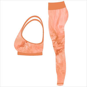 Seamless Yoga Bra and Gym sublimation Leggings Two Pieces Set custom high waist <b>Skort</b> Red yoga leggings set for <b>women</b> - Product Image 3