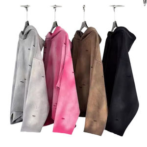 Sudaderas con Capucha Extra Grandes, Lisas, Estilo Desgastado, Personalizadas al por Mayor, de Primera Calidad, Unisex, Ropa Urbana Informal, Cómoda y Transpirable, 100% - Product Image 2