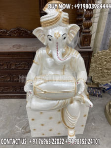 Lord FRP Ganesha Sculpture avec thème de foyer de mariage Singhasan Ganesha Singhasan mariage indien Mandap entrée Ganesha Statue UK - Product Image 3