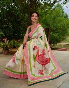 PURO BISHNUPURI TUSSAR CALIDAD ESPECIAL TRABAJO PINTADO A MANO SAREE CON BLUSA - Product Image 6