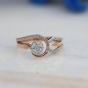 Igi แหวนหมั้นเพชรกลมโรสโกลด์14K แหวนหมั้นเพชรแบบคลาสสิกที่ยั่งยืนได้รับการรับรองจาก IGI - Product Image 1