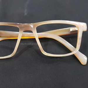 Monturas de Gafas Retro de Estilo Japonés Extra Grandes Premium, Hechas a Mano con Cuerno de Búfalo Ecológico Pulido, Remaches, Navidad - Product Image 1