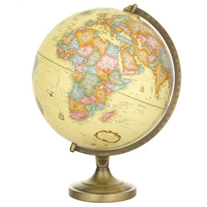 Globo terráqueo giratorio minimalista con soporte de latón y mapa colorido para exhibición, educación geográfica, material escolar y de oficina - Product Image 1