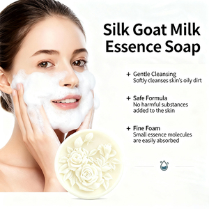 OEM Savon en barre réparateur de peau protéinée de soie au <span class=keywords><strong>lait</strong></span> de chèvre nettoyant pour le visage rajeunissant nourrissant élimination de l'acné savon à l'huile blanchissant - Product Image 4