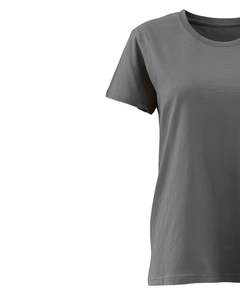 Camiseta de algodón gris liso para mujer, con cuello redondo de manga corta Camiseta clásica, Camiseta básica informal transpirable suave, logotipo personalizado OEM - Product Image 4