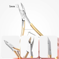 Coupe-cuticules professionnel en acier inoxydable de haute qualité avec manche doré, lame courbée et mâchoires larges, fin et tranchant, outil de beauté pour les ongles