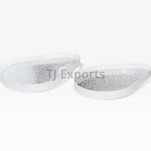 Ensemble de plateaux de service à chocolat sur piédestal rond avec finition martelée texturée sur une base large pour la boulangerie et le service de buffet Unique - Product Image 5