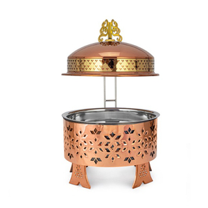 Plat à réchaud moderne en acier et cuivre avec support en laiton, chauffe-plat pour les événements de fête et de traiteur, prix économique - Product Image 1