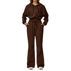 2 piezas nuevo traje deportivo de invierno con cremallera con capucha Casual sudadera suelta de manga larga al aire libre traje para correr ropa deportiva para mujer - Product Image 5