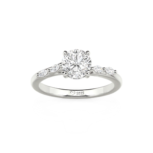 Jeulia Bypass Emerald Cut Engagement <b>Ring</b> in Rhodium Plated Sterling Silver - Product Image 2