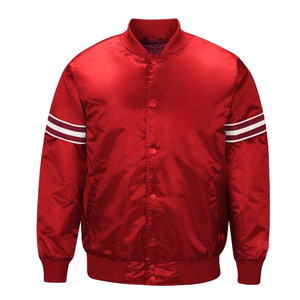 Blouson universitaire vintage en satin, décontracté, couleur unie, pour homme et femme, style streetwear tendance, veste bomber de baseball, avec logo personnalisé - Product Image 3