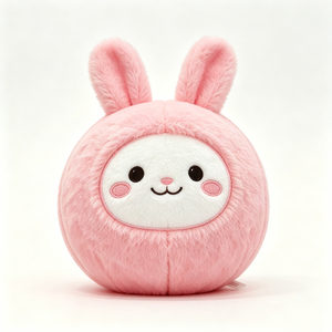 Peluche de conejo rosa personalizado, peluche de conejo redondo, juguete de peluche redondo y suave, almohada de peluche de conejo adorable - Product Image 1