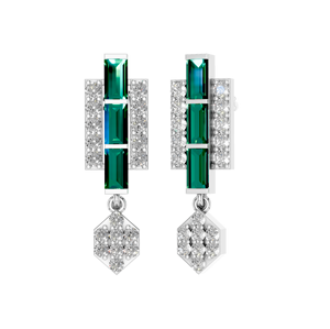 ต่างหูสำหรับผู้หญิงทันสมัยสำหรับปาร์ตี้แบบเจียระไนแบบบาแกตต์เพชรที่ปลูกในห้องปฏิบัติการอัญมณีมรกตเพชรหยด950แพลทินัมของขวัญชั้นเยี่ยม - Product Image 3