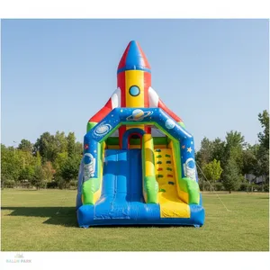 Tobogán Inflable con Forma de Cohete Espacial, Castillo Hinchable para Niños, de Doble Carril, de PVC, para Exteriores, Equipo de Juegos - Product Image 5