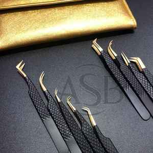 Pince à cils en or noir prix de gros Logo personnalisé pince à épiler en acier durable à prise solide de haute qualité - Product Image 5