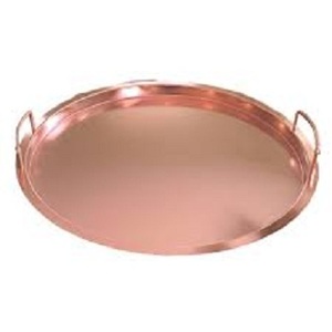 Cuivre rond simple avec poignée plateaux de service en métal pour la décoration et les cadeaux pour l'exportation dans des formes de tailles personnalisées et polonais - Product Image 1