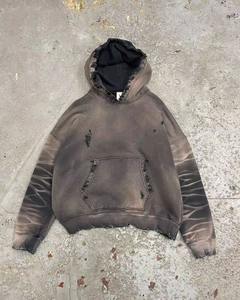 Sweat à capuche surdimensionné unisexe 100% coton personnalisé Vintage délavé à l'acide en éponge française délavé au soleil pour hommes - Product Image 1