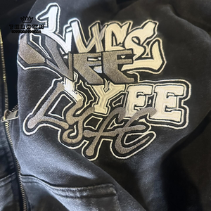 New Trend Winter Plus Size Men's Hoodies 100% Cotton Zipper-Up Custom Logo Embroidered Letter <b>Pattern</b> Private Label OEM Unisex - Product Image 5