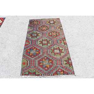 Tapis vintage 2,9x5,2 pieds, tapis turc d'appoint, tapis oriental en laine rouge - Product Image 1