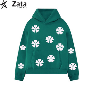 Sweat à capuche personnalisé décontracté streetwear hip-hop en coton/polyester écologique respirant, épais, imprimé 3D en relief et doublé - Product Image 1