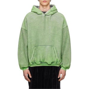 Derniers sweats à capuche oversize en molleton thermique à fermeture éclair, coupe ample, lavage à l'acide, personnalisés, pour hommes - Product Image 1